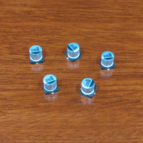 10uF 50V Surface Mount Electrolytic Capacitors (5 Pack)