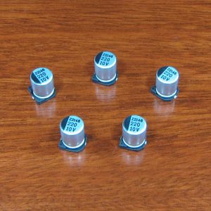 220uF 10V Surface Mount Electrolytic Capacitors (5 Pack)