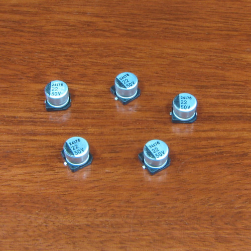 22uF 50V Surface Mount Electrolytic Capacitors (5 Pack)